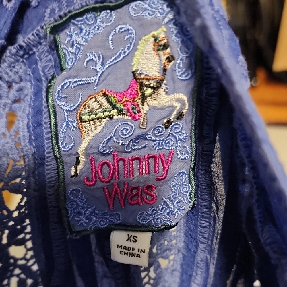 Johnny Was Navy Blue Lace Blouse - Picture 2 of 5